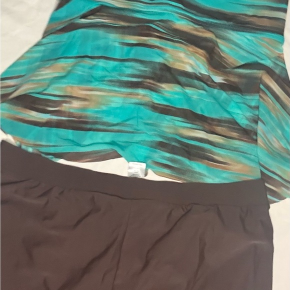 Turquoise and Brown Strapless Top - Picture 4 of 9